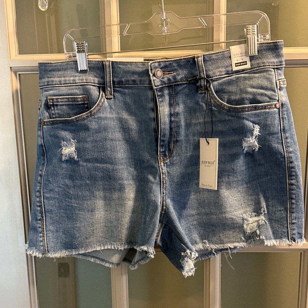 Judy Blue Distressed High Waist Jean Shorts Size XL